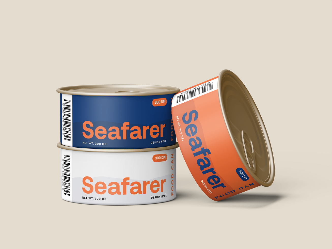 Food Can Packaging 3D Mockup psd