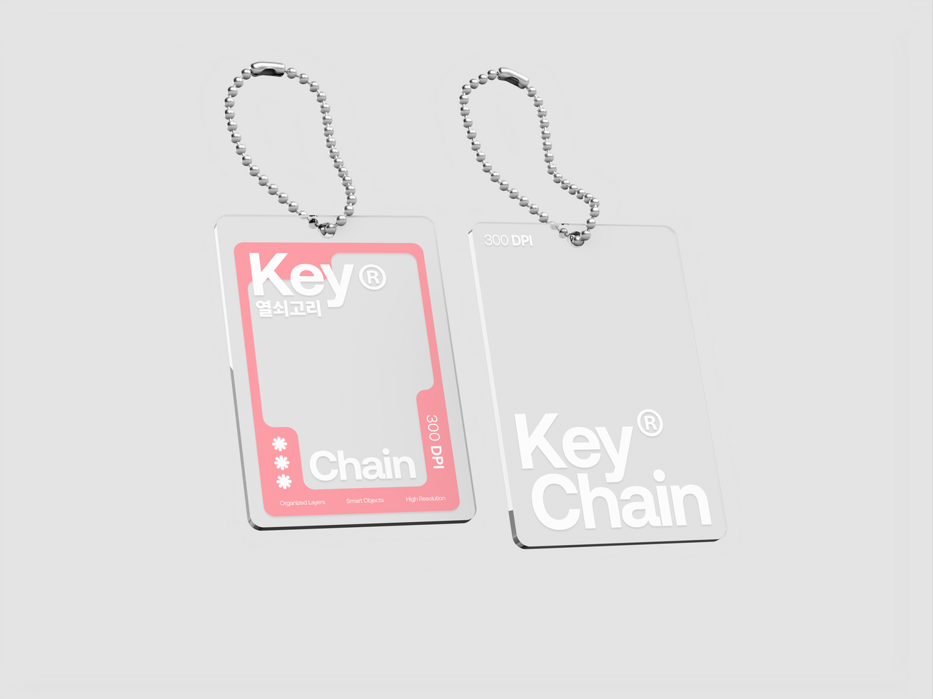 Two Keychain Mockup 3D Render psd