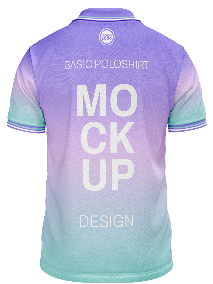 Back view Basic poloshirt mockup with two button shortsleeve mockup psd