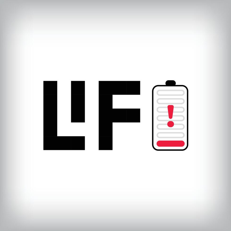 unique battery low life lettering, different technology icon design. Corporate company, web, and identity sign. vector