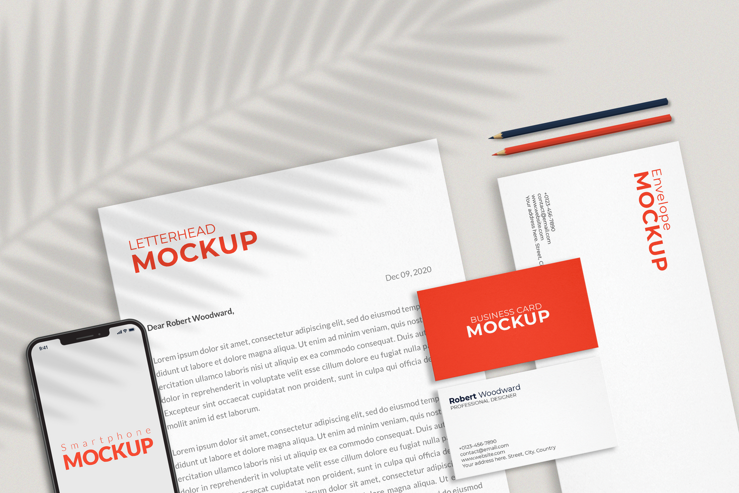stationery mockup with a phone and notebook psd
