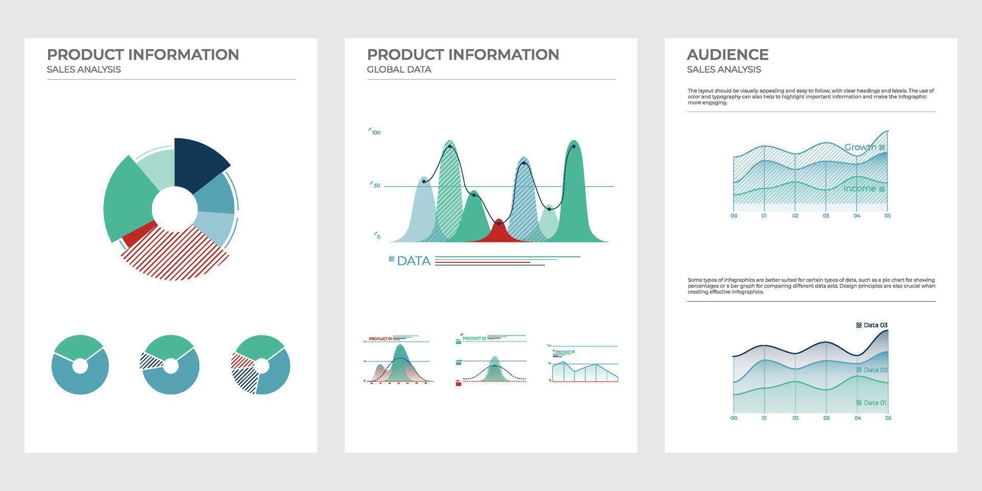 Presentation business analysis charts in color. Finance Charts. vector