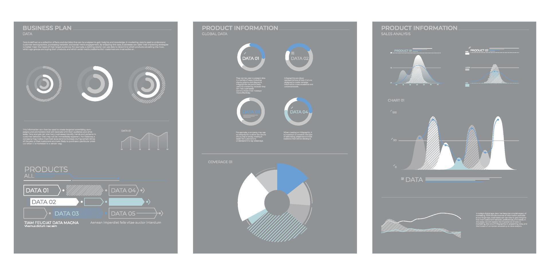 Modern business elements charts in color. illustration. vector