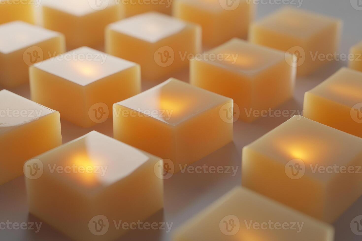 Close-up of Square Candles with Warm Glowing Light photo