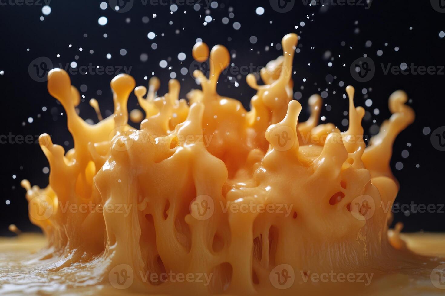 Abstract Orange Liquid Splash with Black Background photo