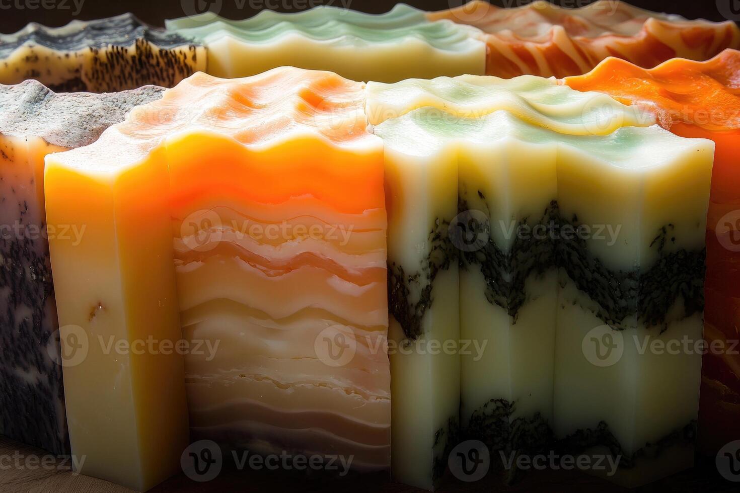 Close-up of Handmade Wavy Bars of Soap photo