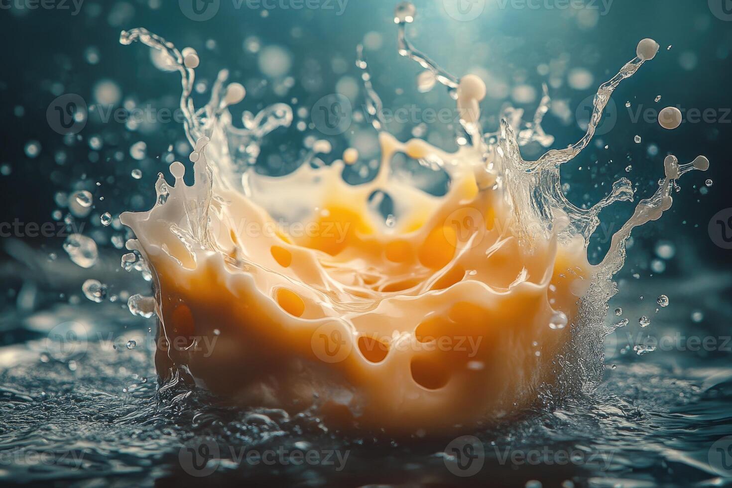A Splash of Yellow Liquid Creating a Crown-Like Formation photo
