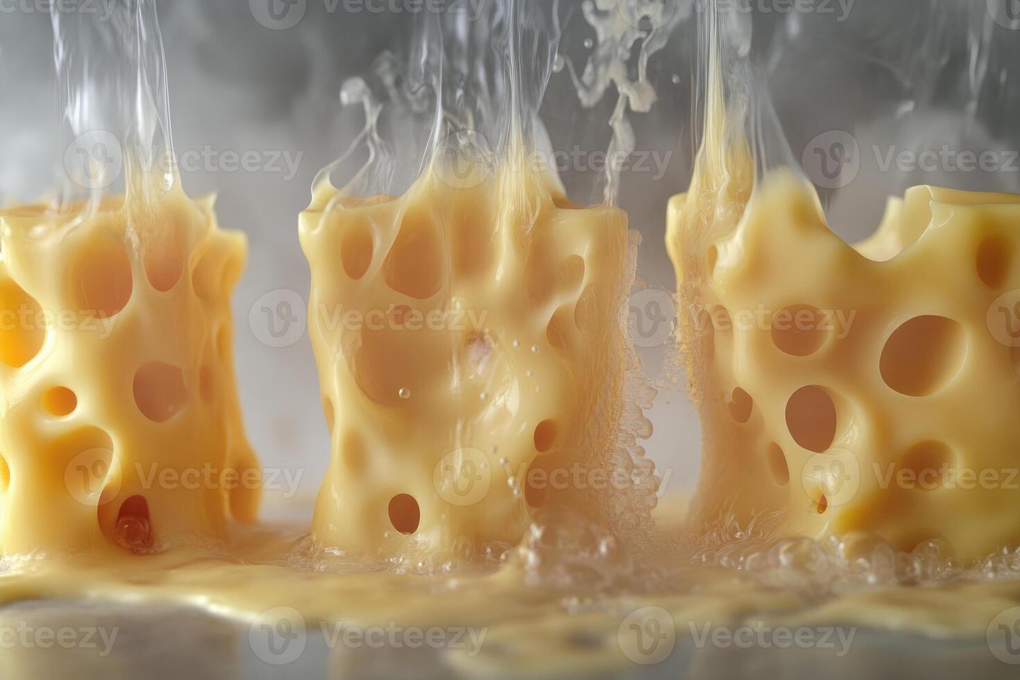 Close-up of Melted Swiss Cheese with Air Bubbles photo