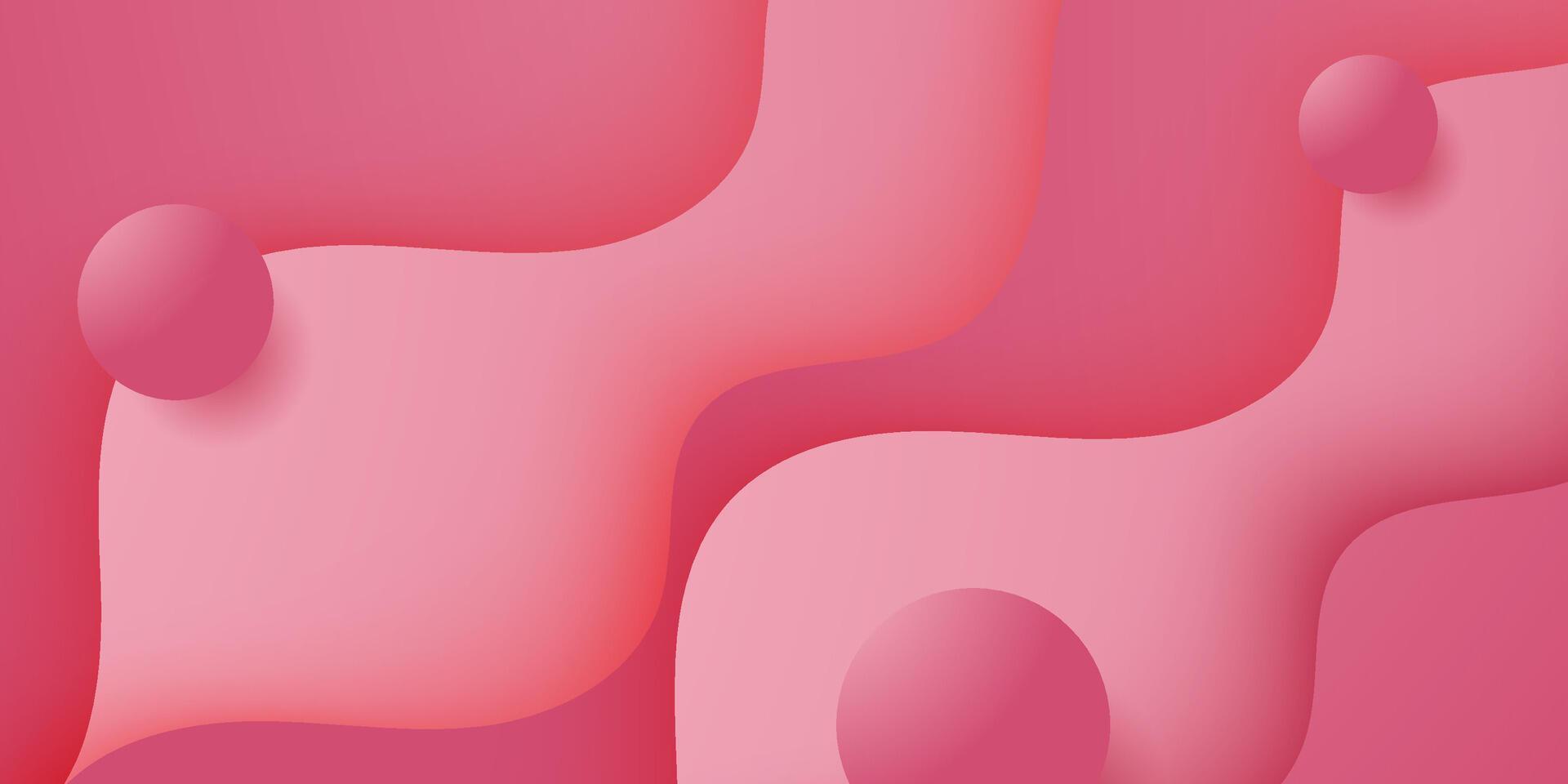 Colorful wave 3D background. Simple pink color gradient textured background design. vector