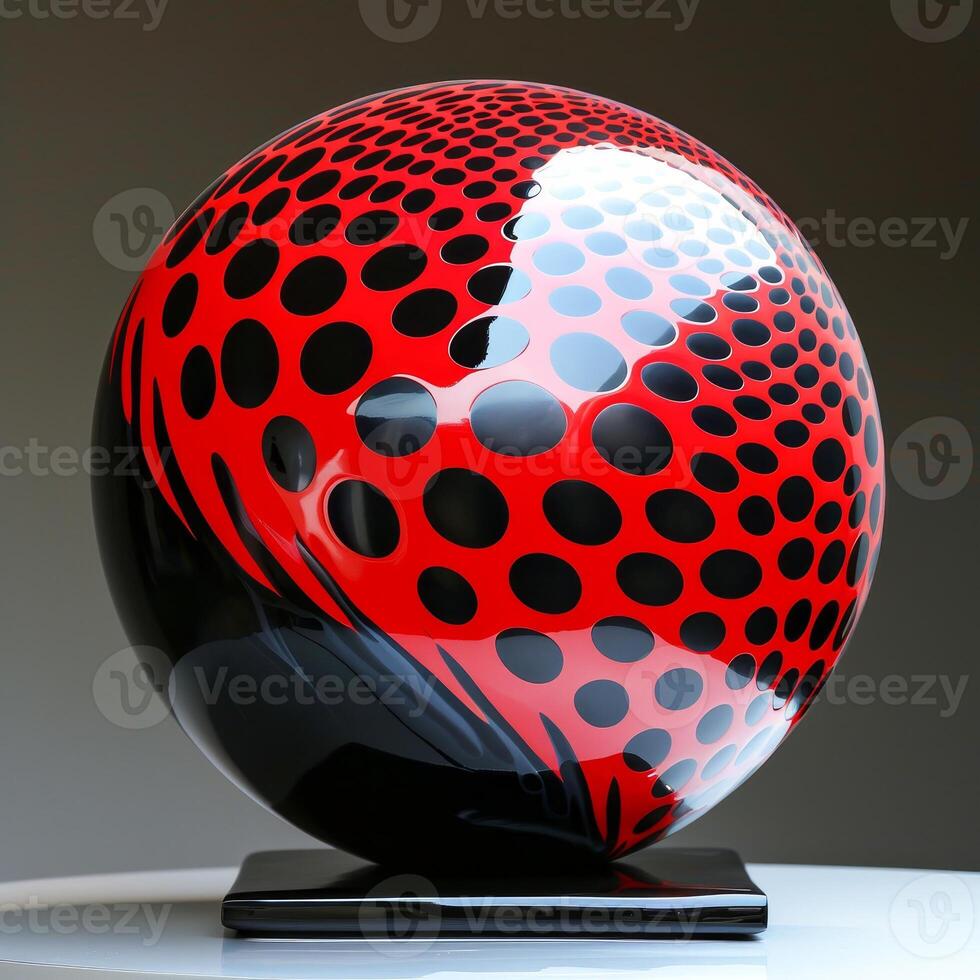 Abstract Red and Black Patterned Sphere on Display photo