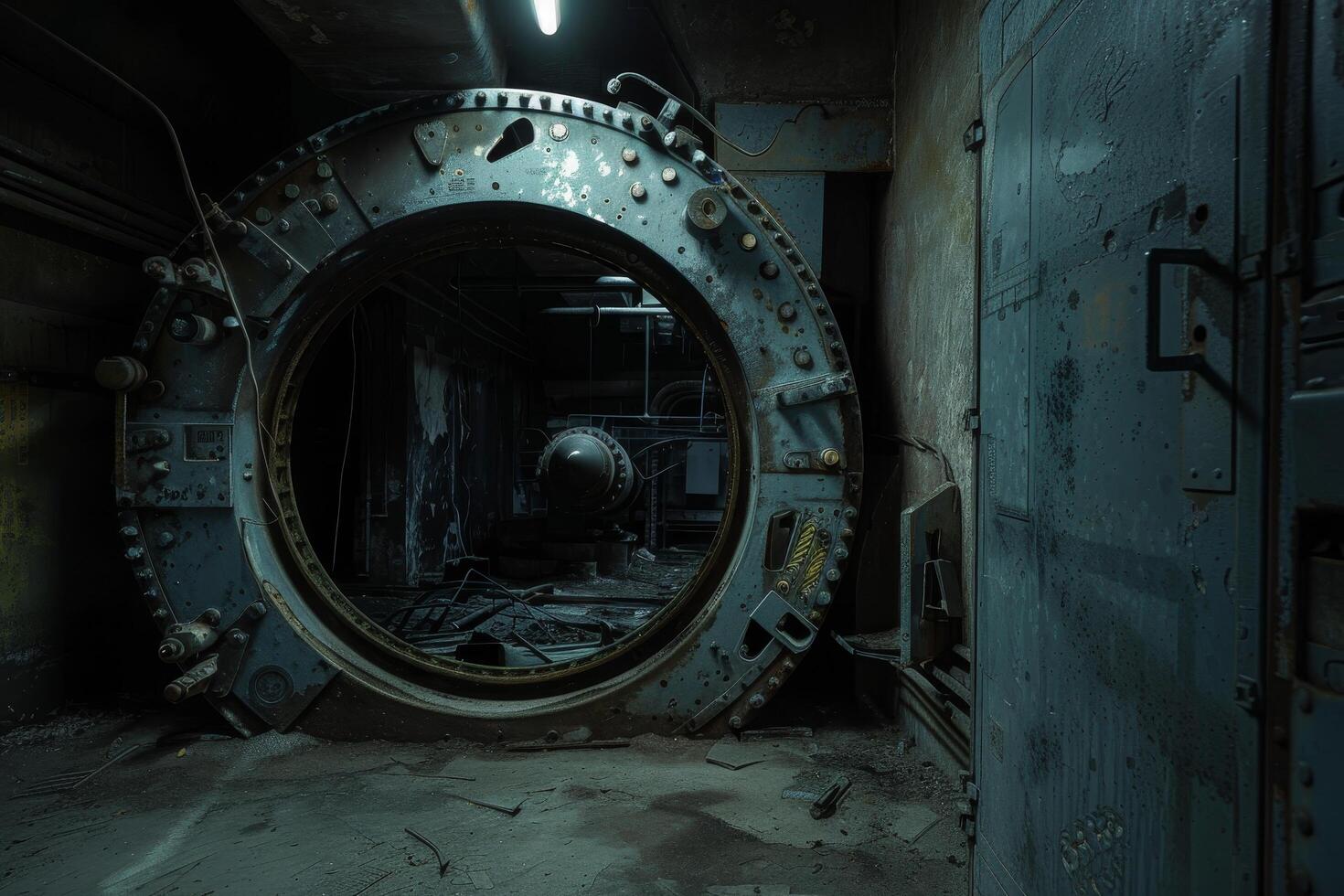 Abandoned Industrial Facility with a Large Metal Hatch photo