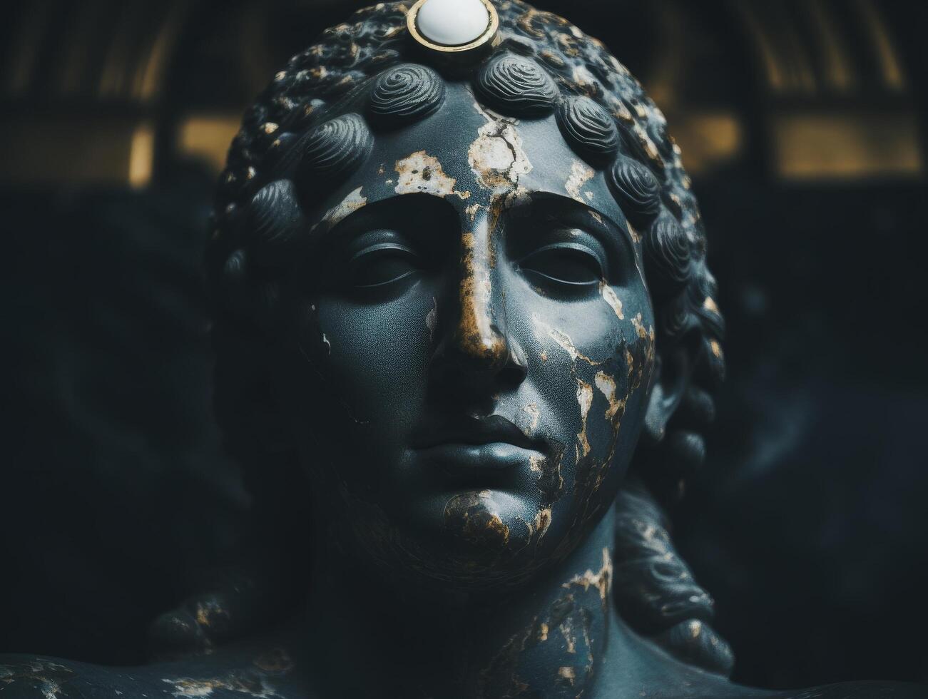 Ancient Sculpture with Weathered Patina photo