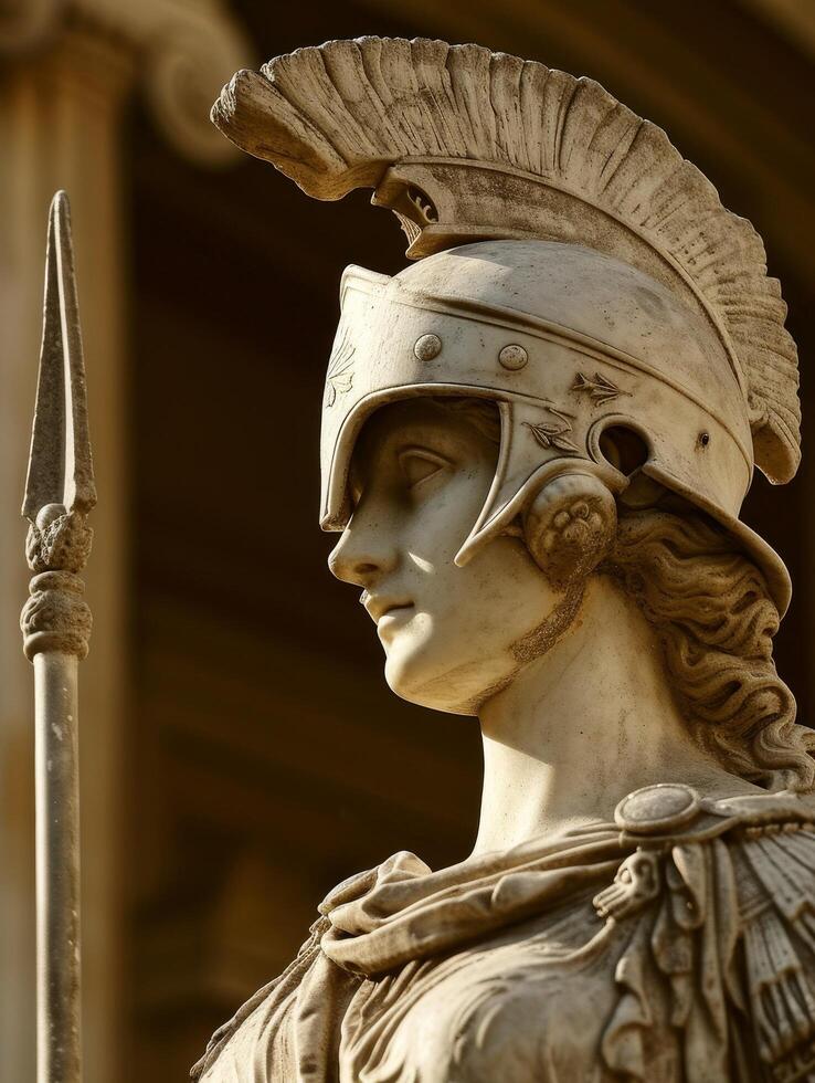 Ancient Warrior Statue Holding a Spear photo