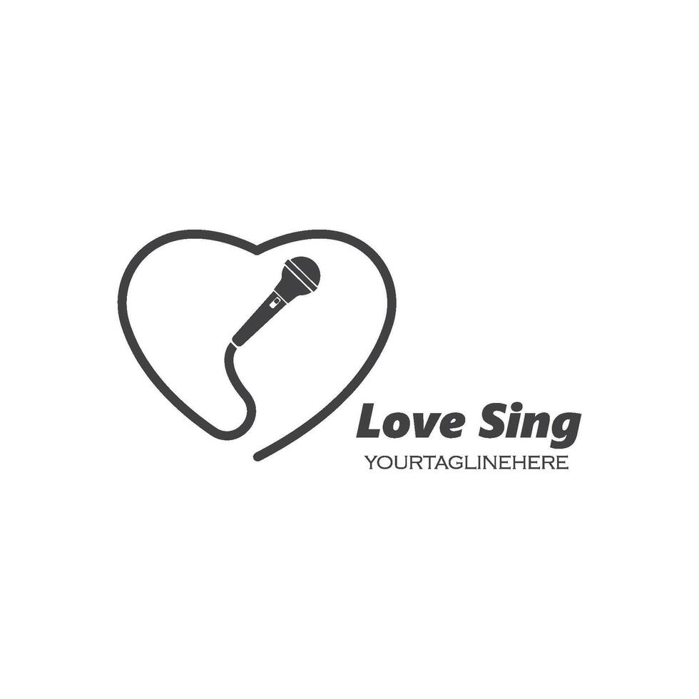 microphone icon logo of karaoke and musical illustration design vector