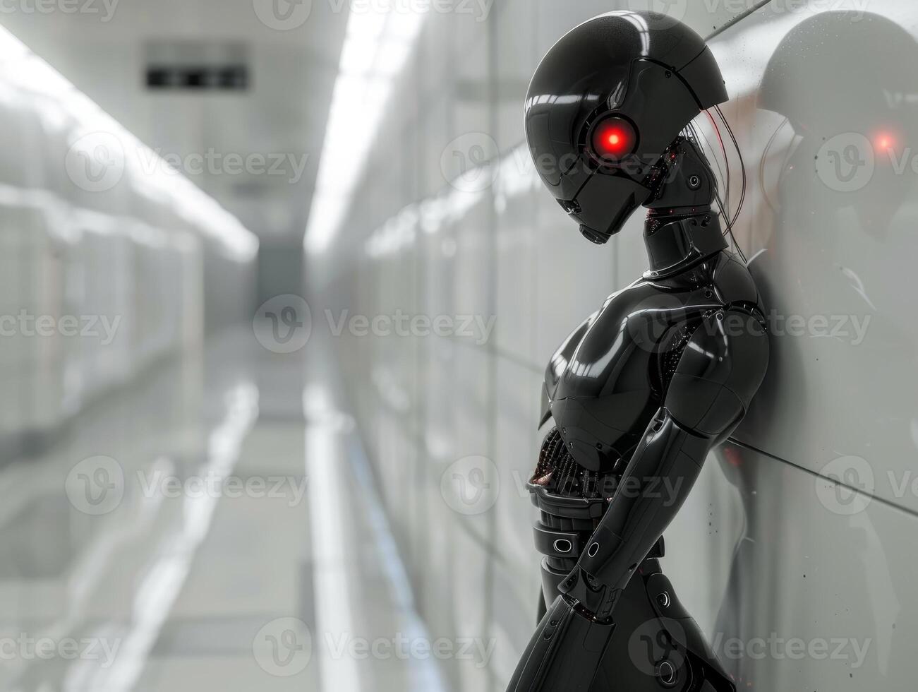 Futuristic Robot in Hallway photo