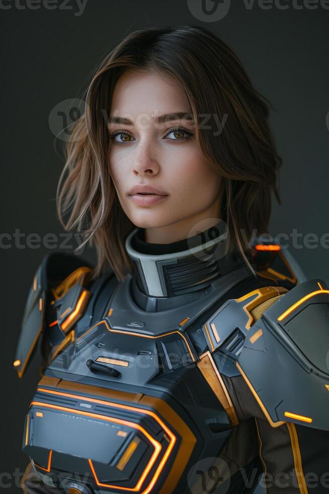 Futuristic Warrior Woman Portrait photo
