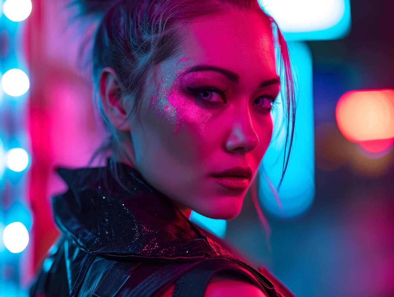 Futuristic Woman with Neon Lights photo