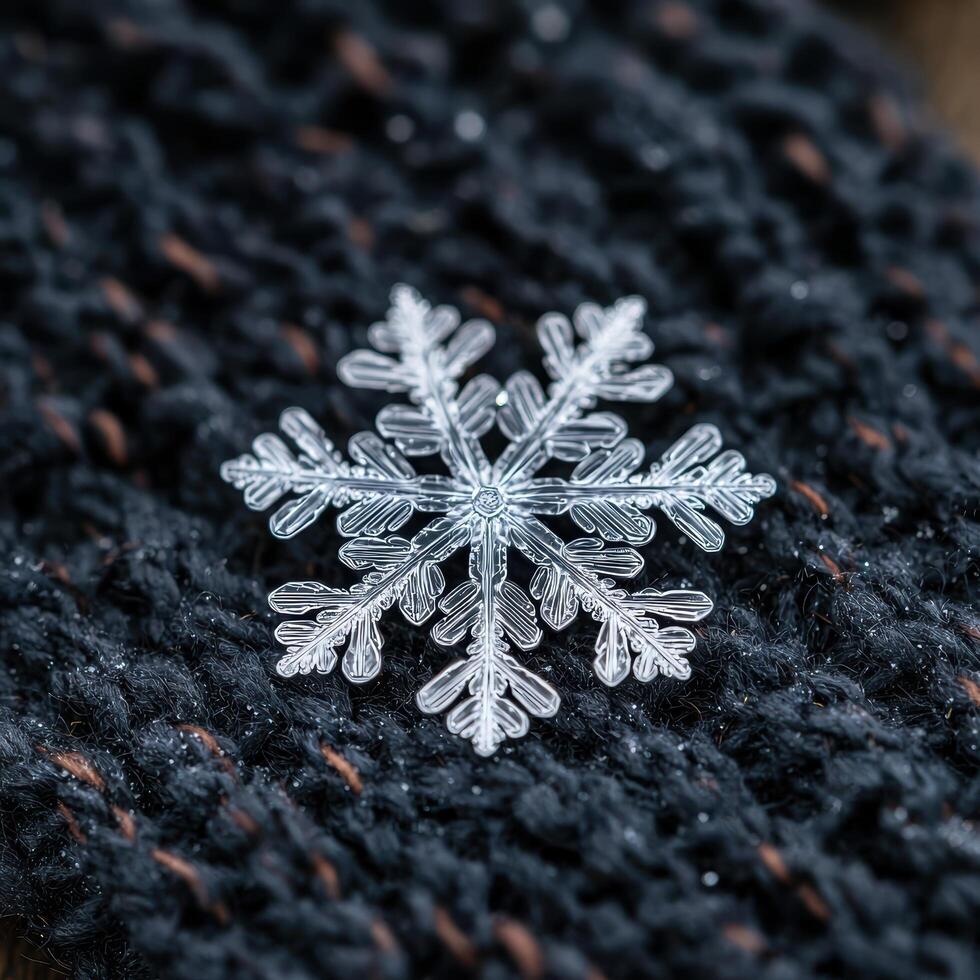 Intricate snowflake on dark background photo