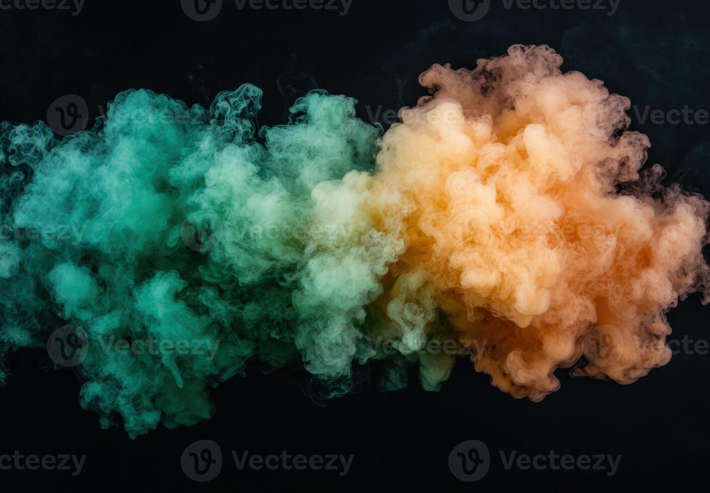 Colorful smoke explosion on black background photo