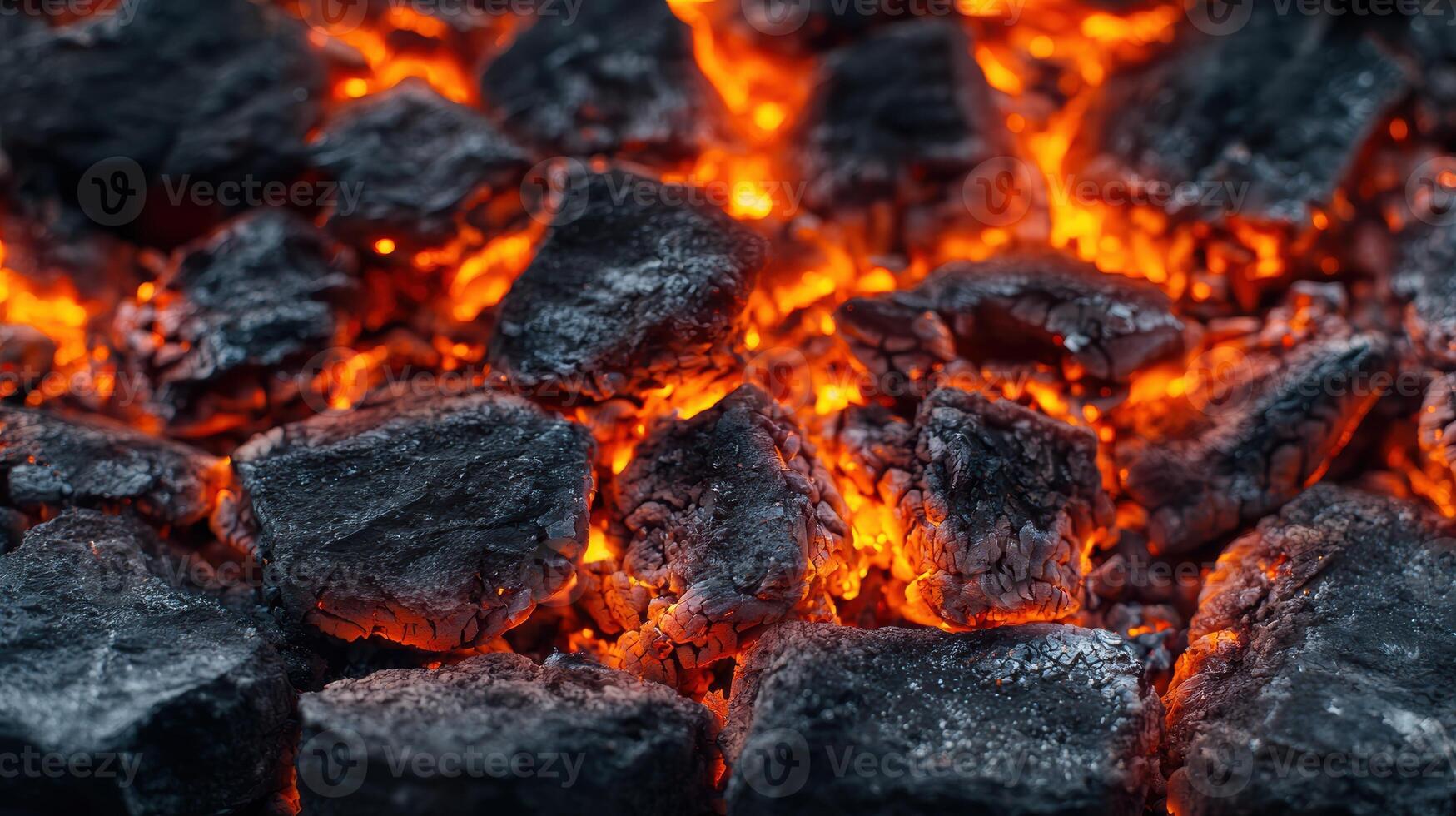 Glowing embers of a smoldering fire photo