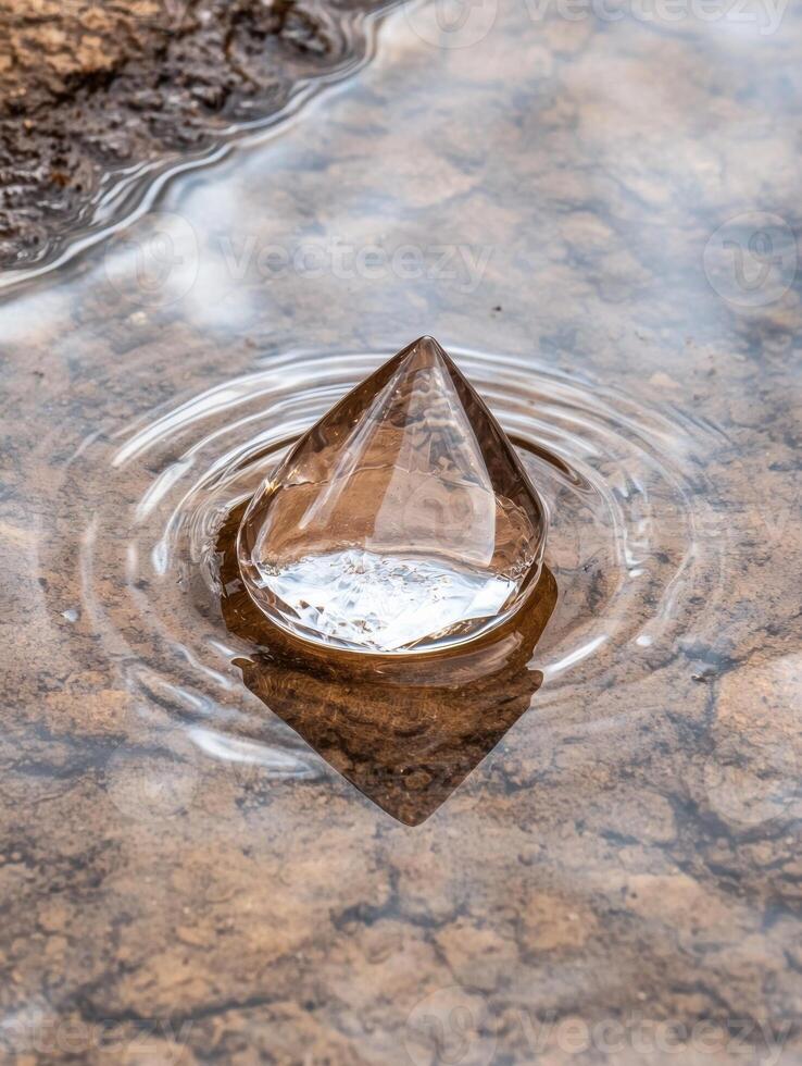 Mysterious crystal formation in flowing water photo