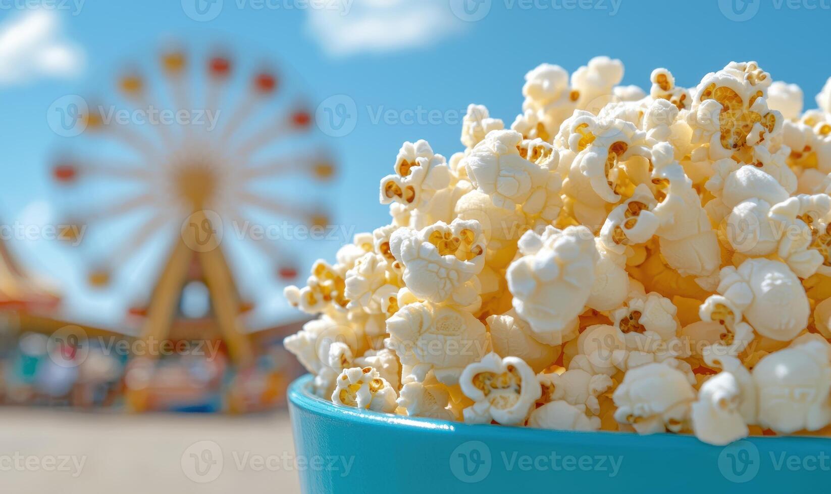Popcorn and ferris wheel at the carnival photo