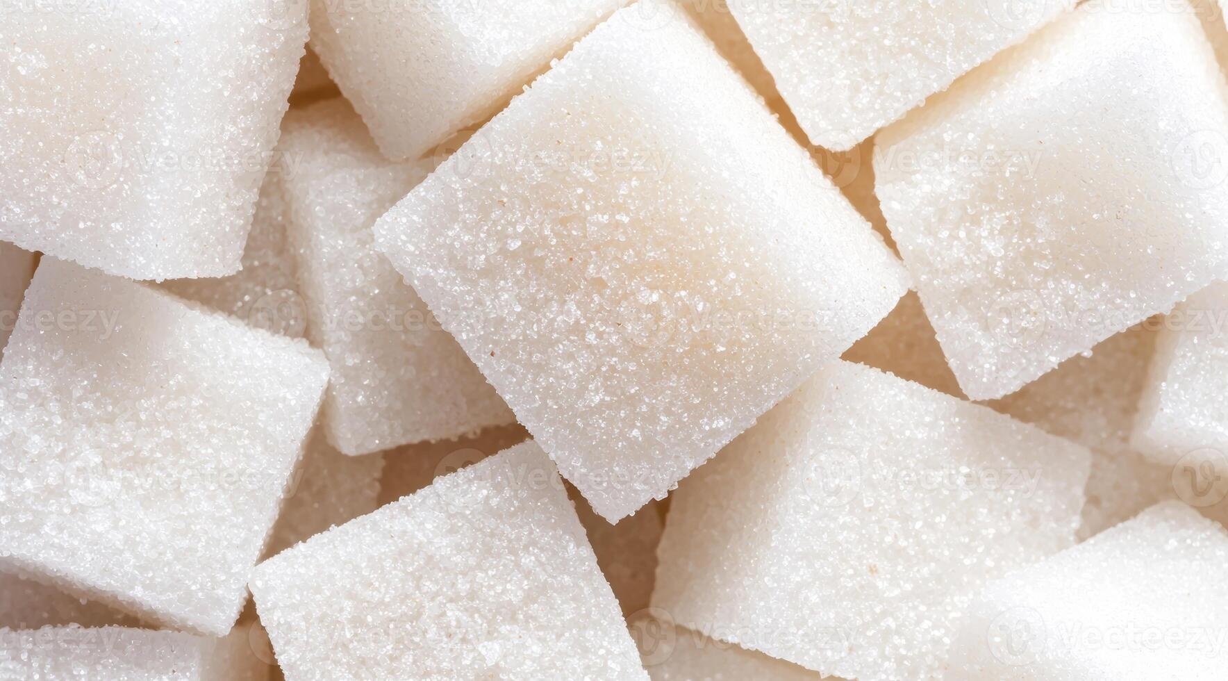Close up of white sugar cubes photo
