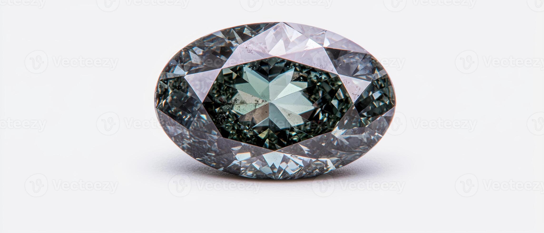 Oval shaped gemstone with intricate facets and patterns photo