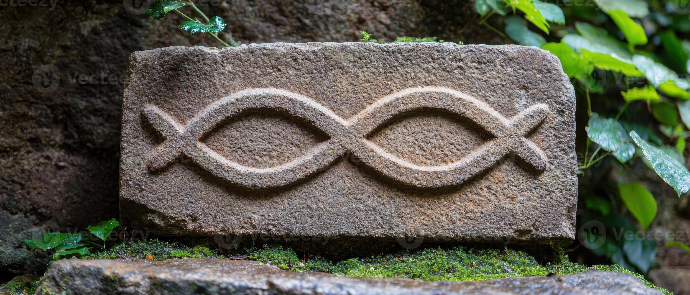 ancient stone carving with intricate design photo
