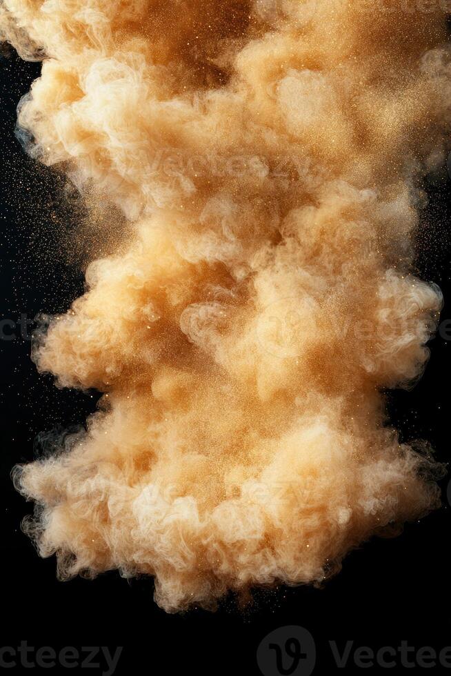 Dramatic explosion of orange smoke and dust photo