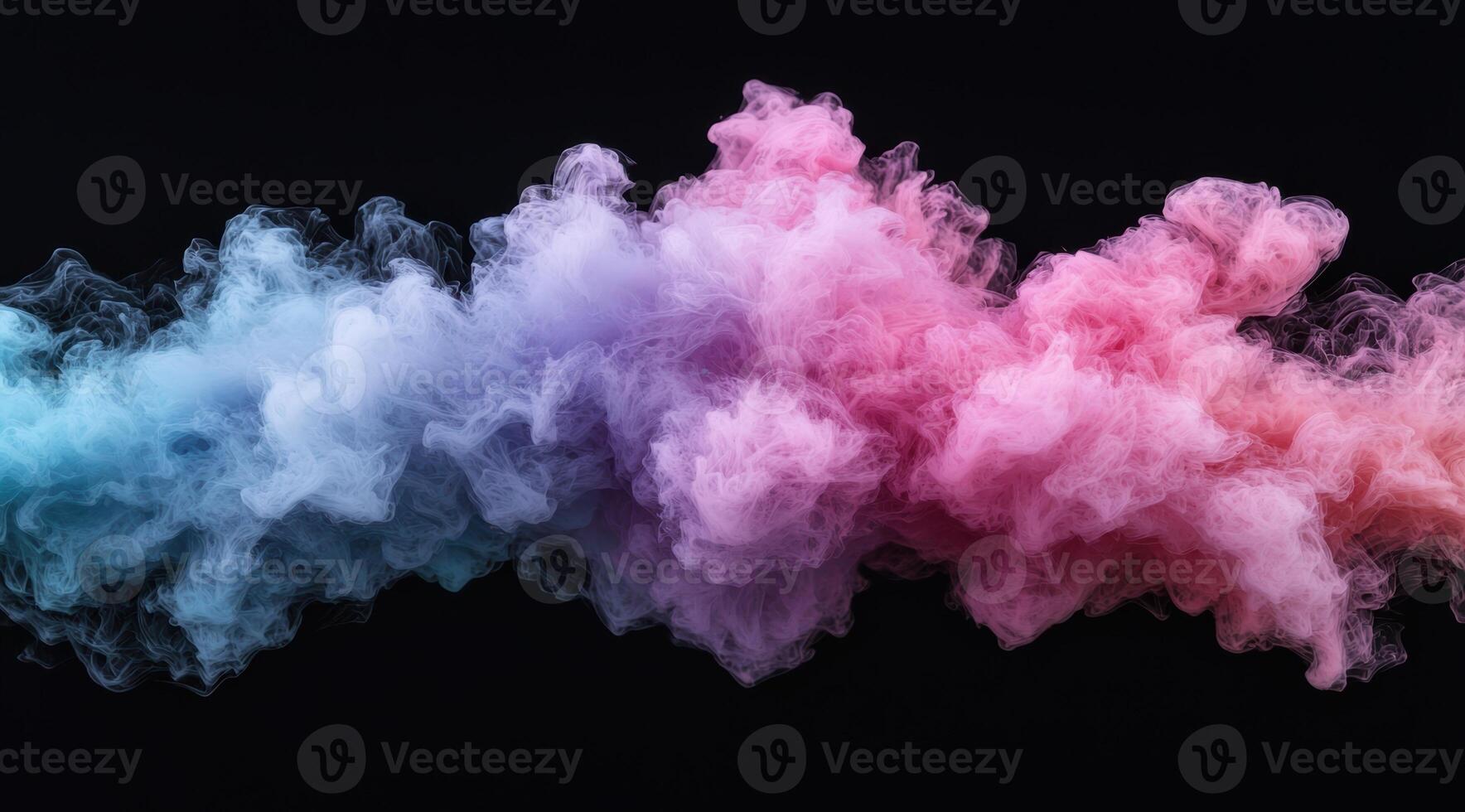 Colorful smoke cloud against black background photo