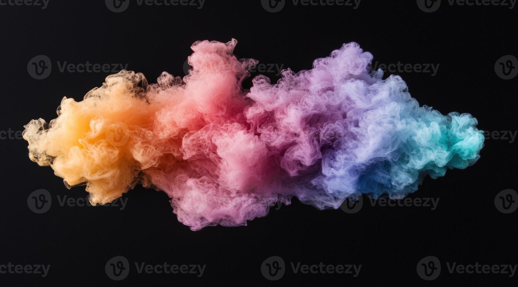 Colorful smoke cloud against black background photo