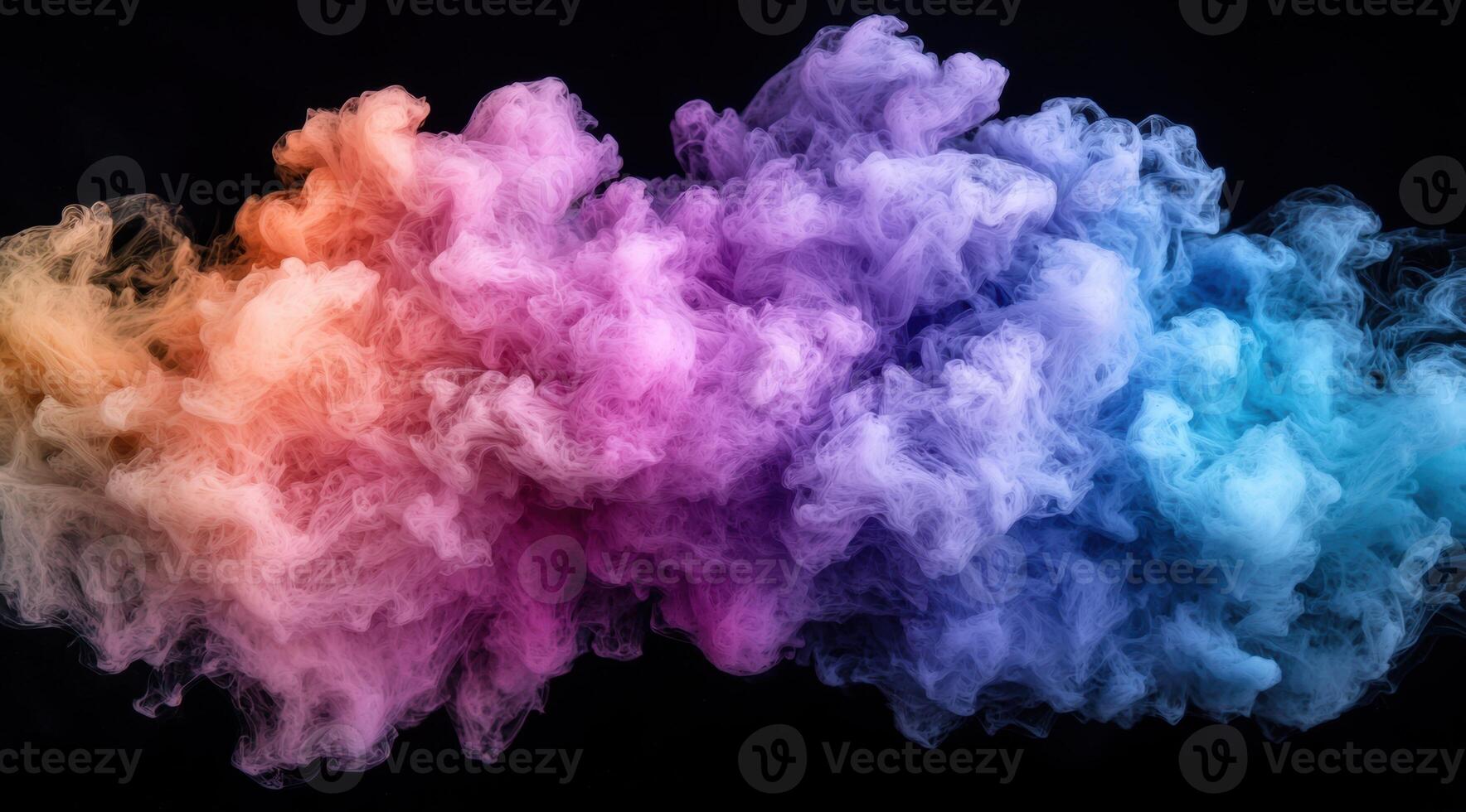 Colorful smoke explosion against black background photo