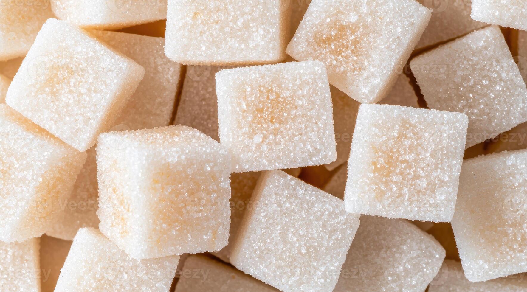 Pile of white sugar cubes photo