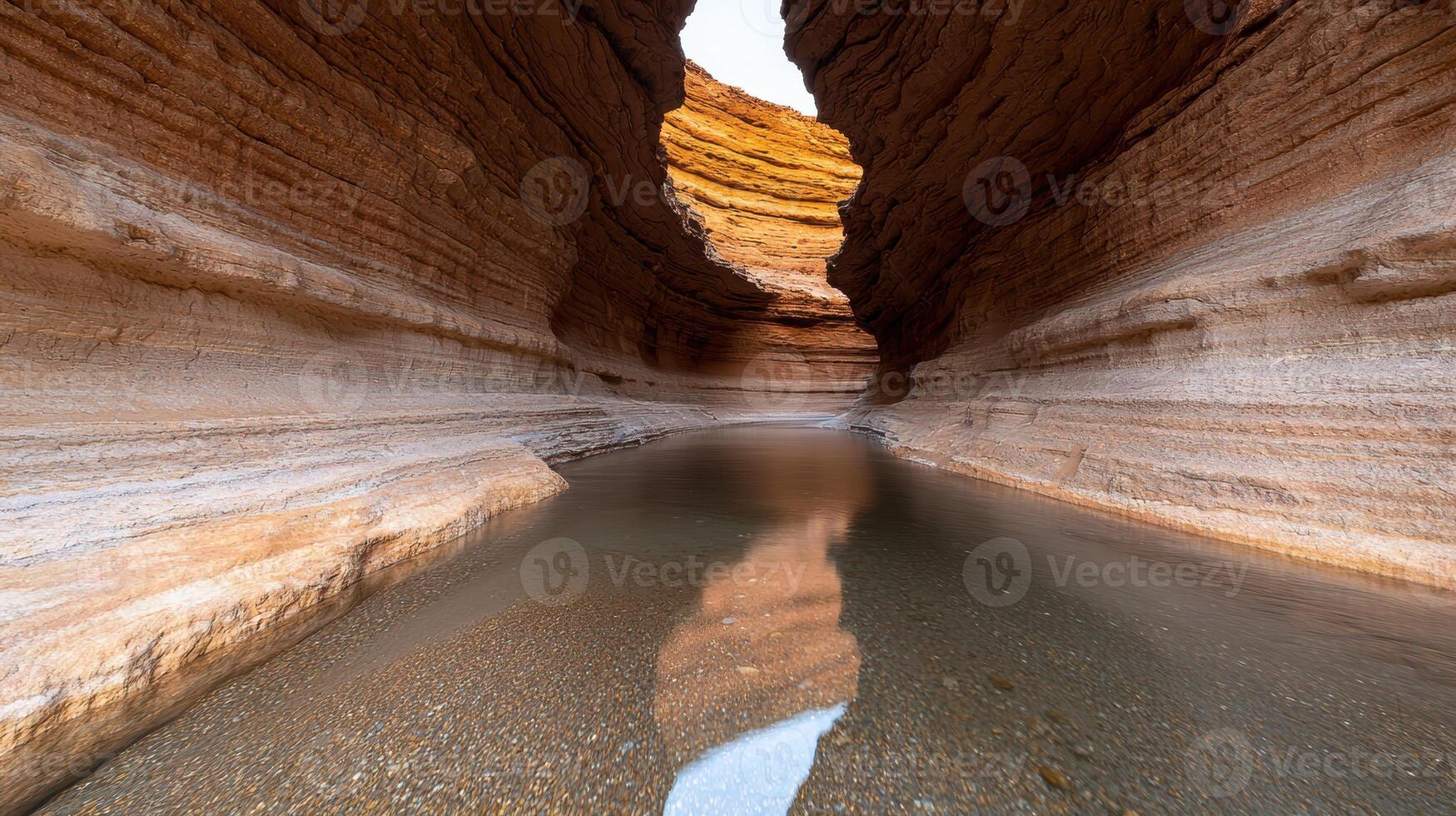 Stunning natural rock formation with serene pool of water photo