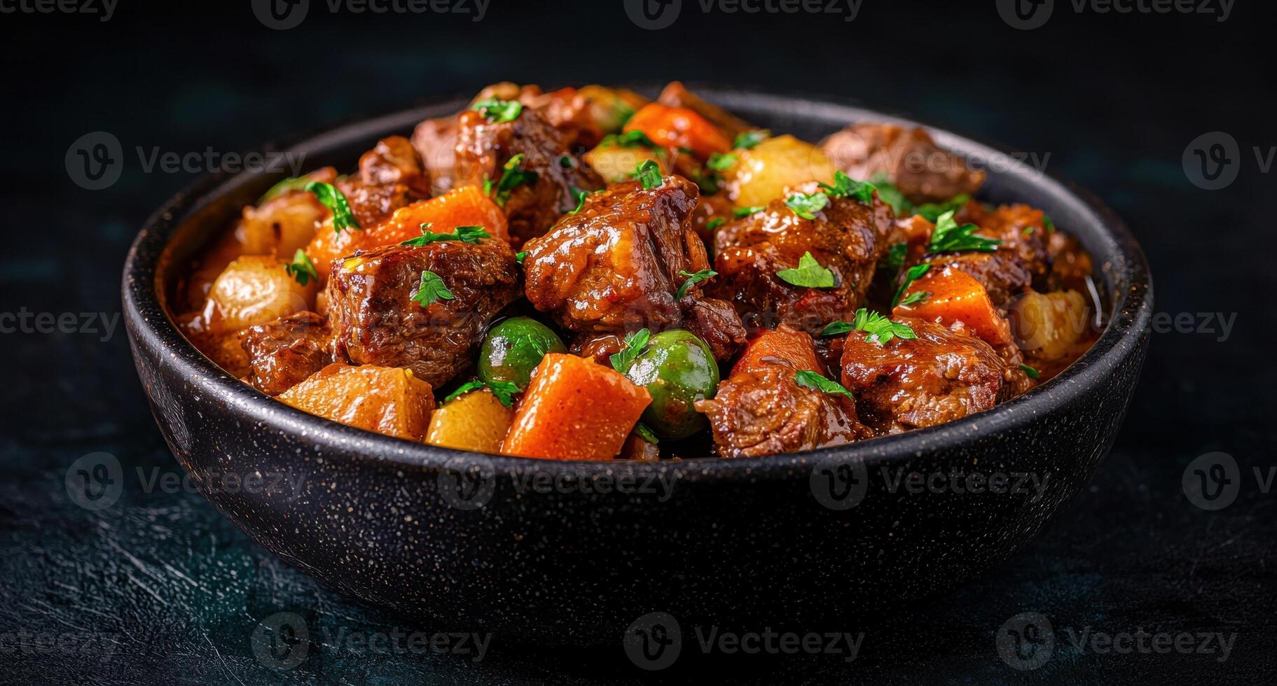 Delicious beef stew with vegetables photo
