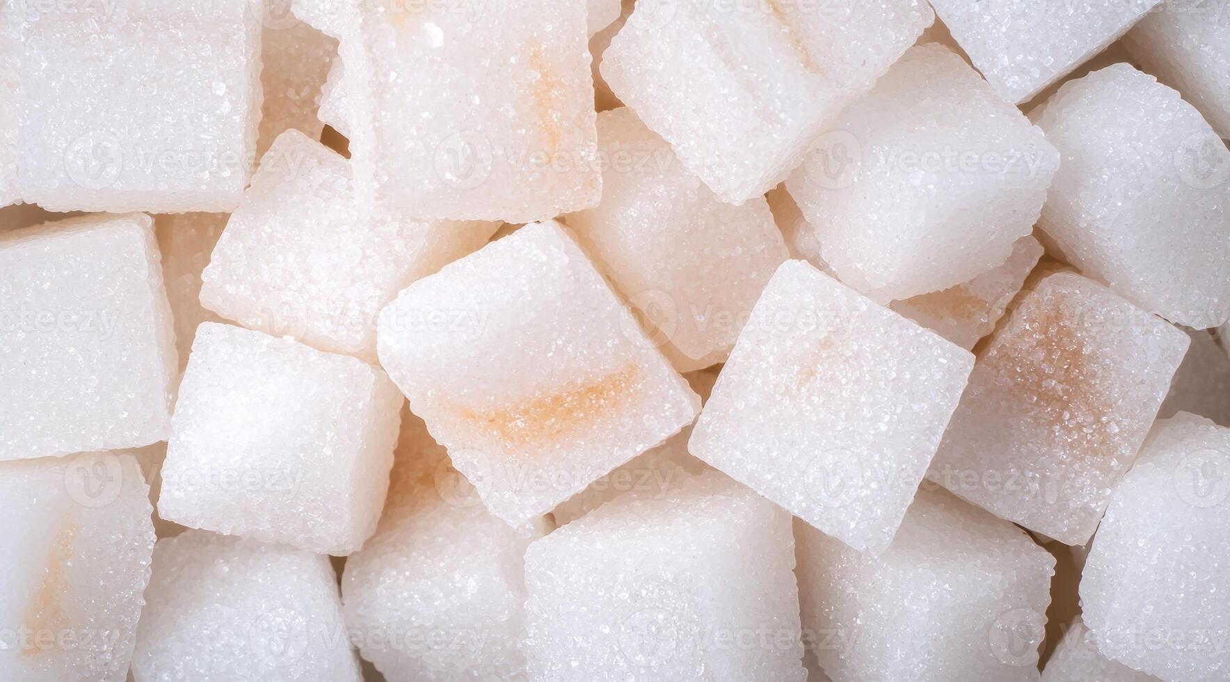 Pile of white sugar cubes photo