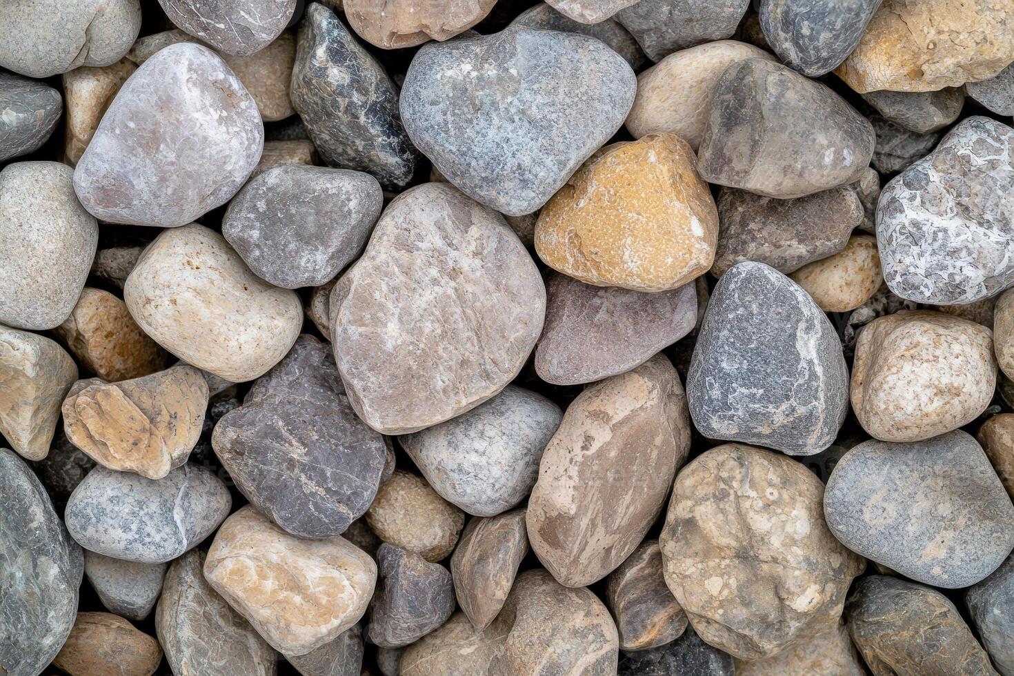 Assorted river rocks and pebbles photo