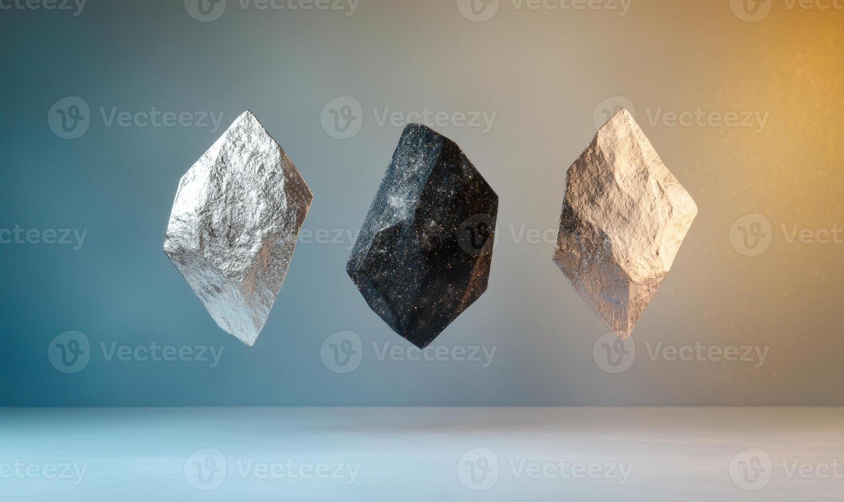 Floating Gemstones on Gradient Background photo