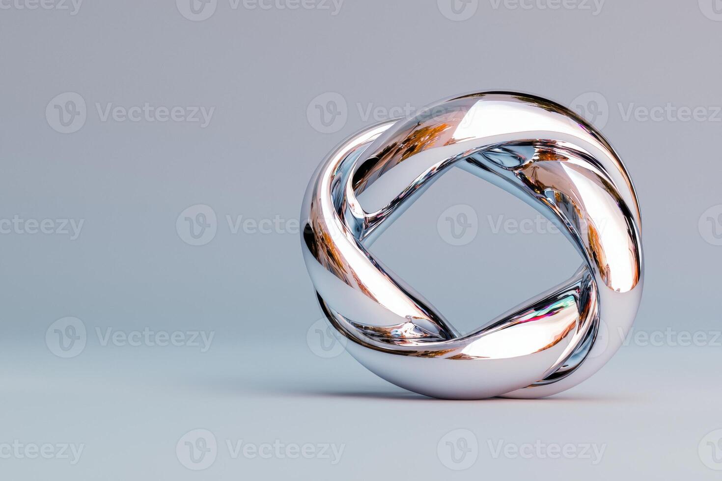 Reflective chrome sphere with abstract shapes photo