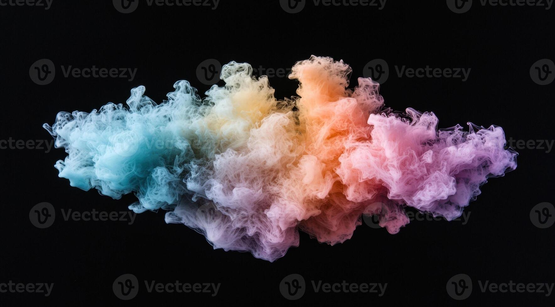 Colorful smoke cloud against black background photo