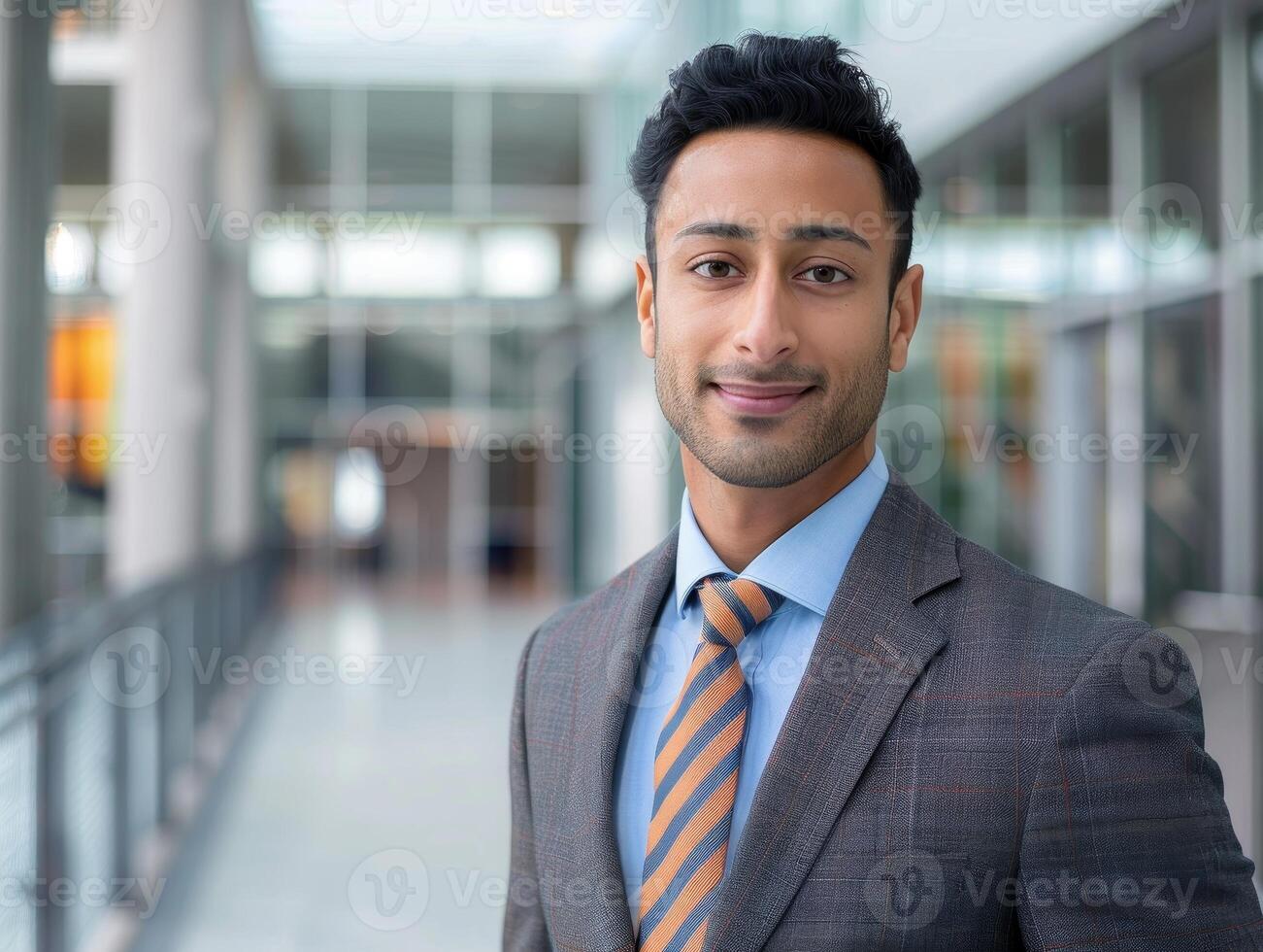 young professional businessman in suit smiling photo