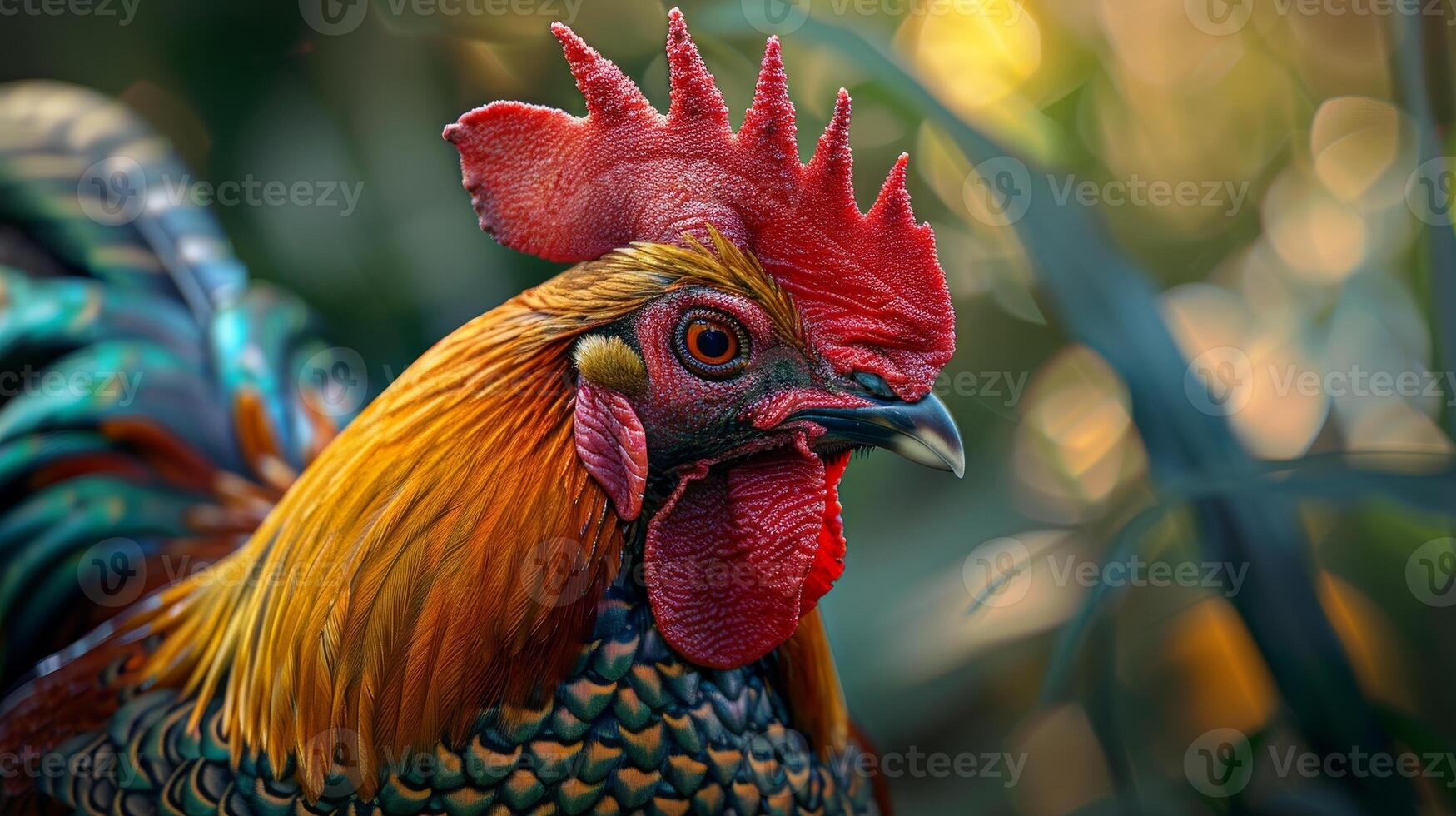 Vibrant rooster with striking plumage photo