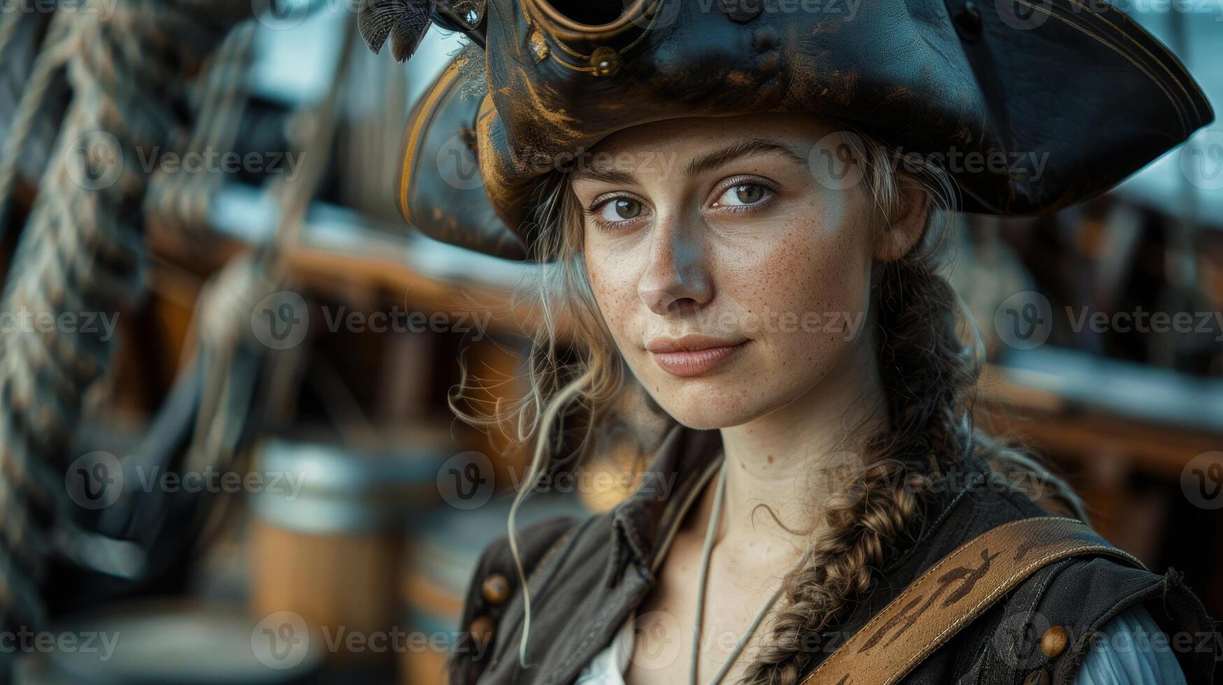 Portrait of a woman in a pirate costume photo
