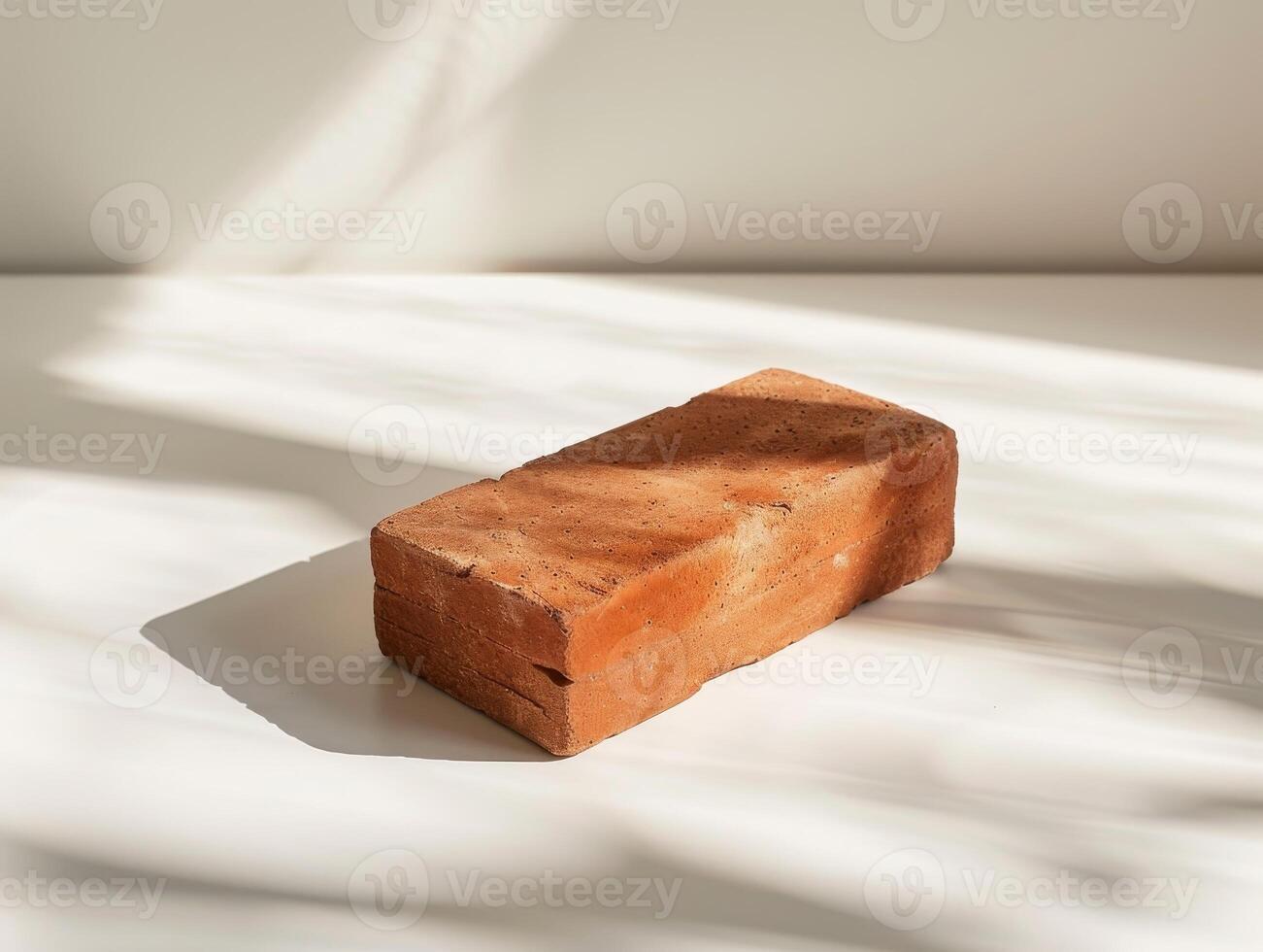 Closeup of a rustic brick on a bright background photo