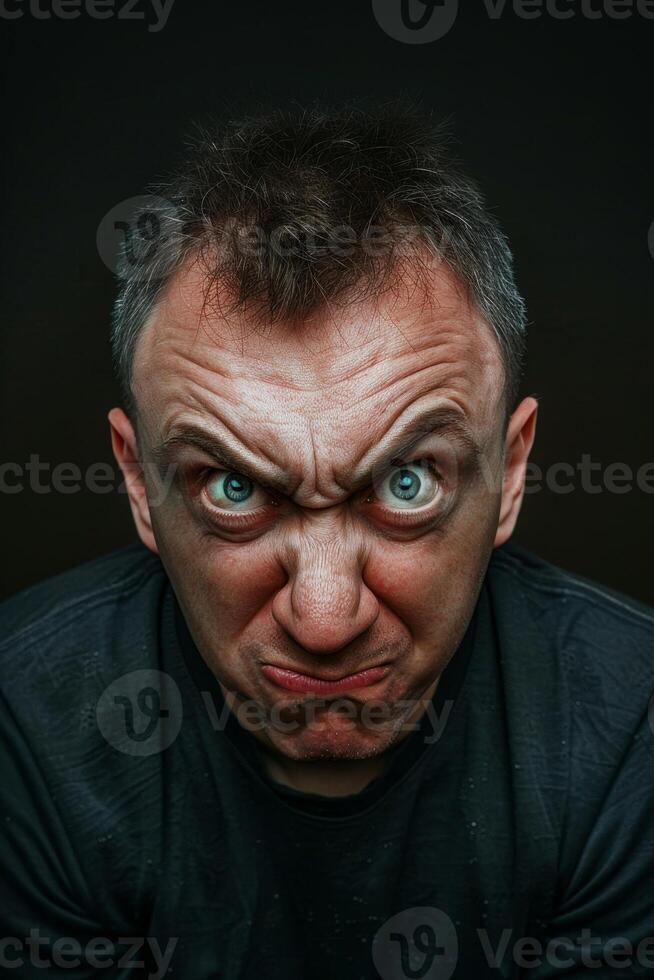 Intense facial expression of a serious man photo