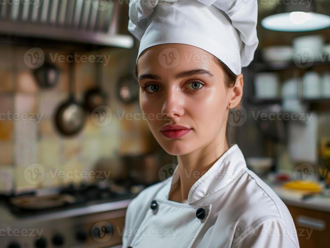 portrait of a focused chef in a kitchen photo