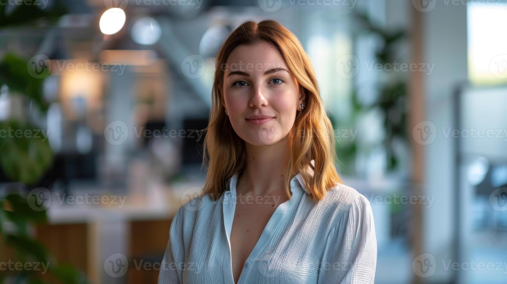 Portrait of a young woman in a white shirt photo