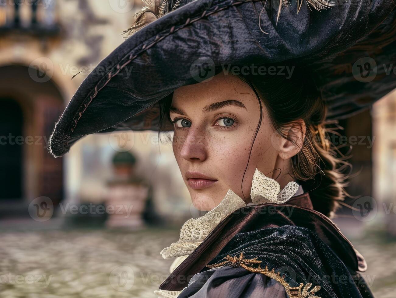 Elegant woman in historical costume photo