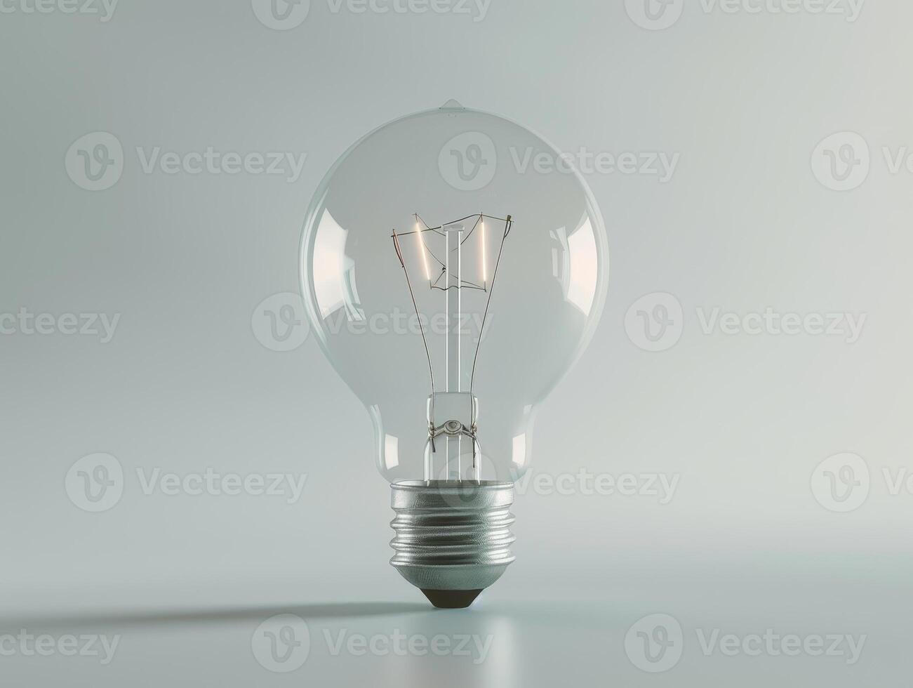 Glowing light bulb on plain background photo